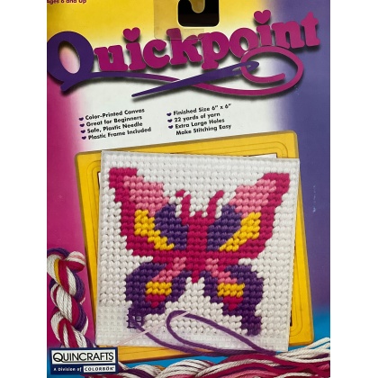 Quincrafts Quickpoint Butterfly Needlepoint 6" x 6"