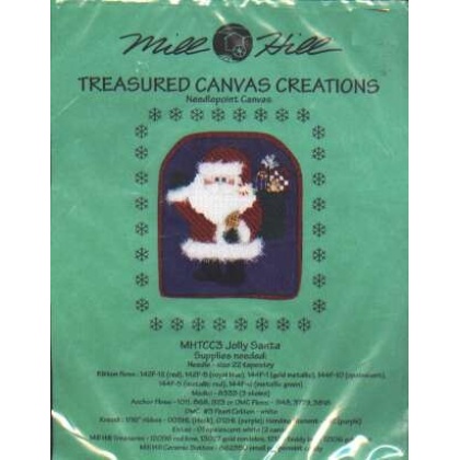 Treasured canvas creations needlepoint canvas, includes canvas Jolly Santa