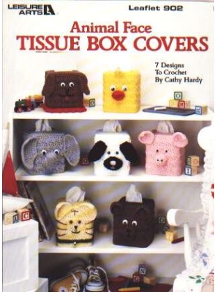 Animal face tissue box covers, 7 designs to knit and crochet 902