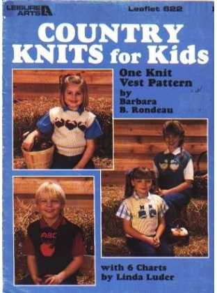 Country knits for kids, one kit vest pattern with 6 charts to knit and crochet 622