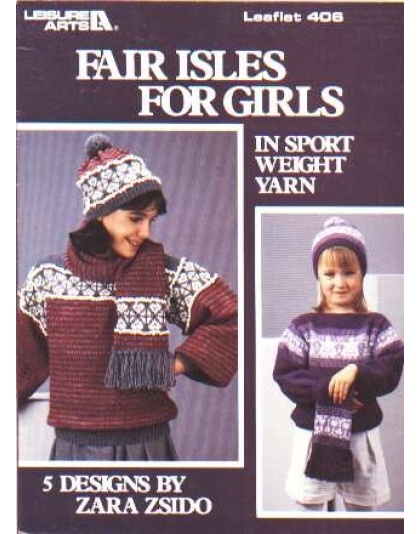 Fair Isles for girls in sport weight yarn, to knit and crochet 406