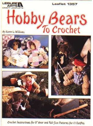 Hobby bears to crochet, 8 inch bear and 13 outfits, 1357