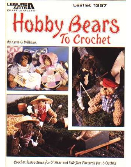 Hobby bears to crochet, 8 inch bear and 13 outfits, 1357