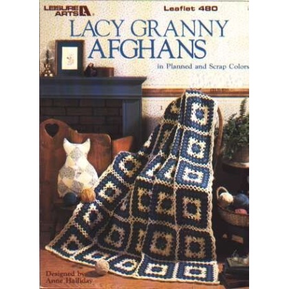 Lacy granny afghans in planned and scrap colors to knit and crochet 480