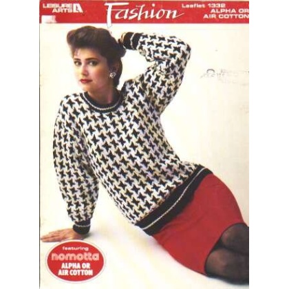 Nomotta alpha or air cotton sqaure neck geometric to knit and crochet 1332