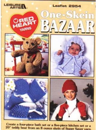 One-skein bazaar, 4 or 5 piece kitchen set, teddy bear to knit and crochet 2954