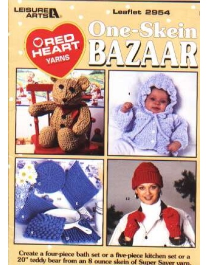 One-skein bazaar, 4 or 5 piece kitchen set, teddy bear to knit and crochet 2954