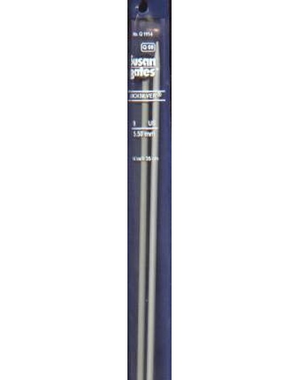 Quicksilver Susan Bates 14 inch double Point Needles size 9, 5.50mm, heat-treated aluminum alloy shaft coated with a grey powder finish