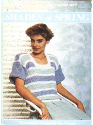 Shades of spring, scoop neck, puff sleeve to knit and crochet 577