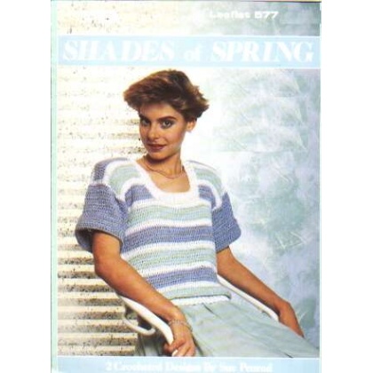 Shades of spring, scoop neck, puff sleeve to knit and crochet 577