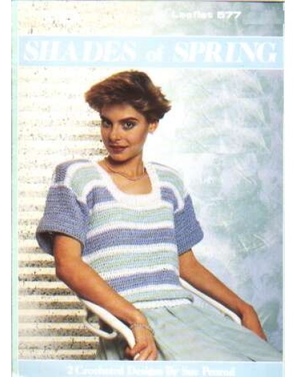 Shades of spring, scoop neck, puff sleeve to knit and crochet 577