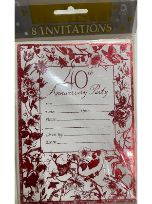 Amscan 40th Anniversary Party Invitations - 8 Pack