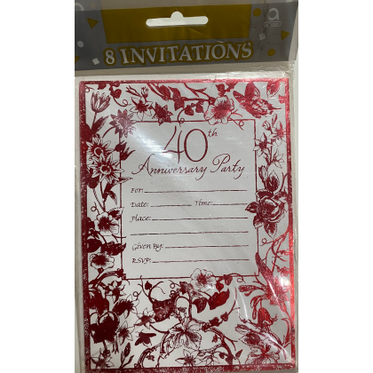 Amscan 40th Anniversary Party Invitations - 8 Pack