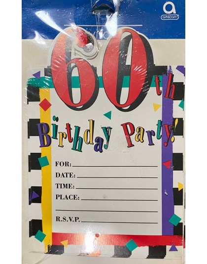 Amscan 60th Birthday Party Invitations - 8 Pack