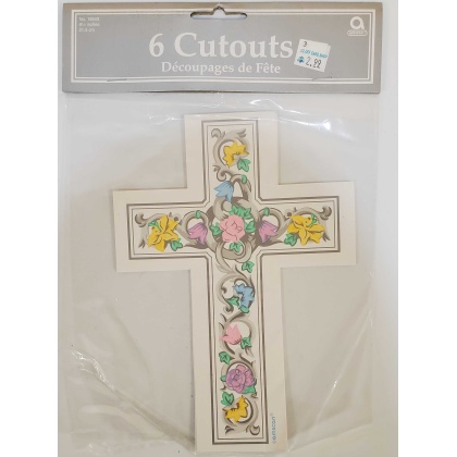 Amscan 6 Cutouts - Cross with flowers