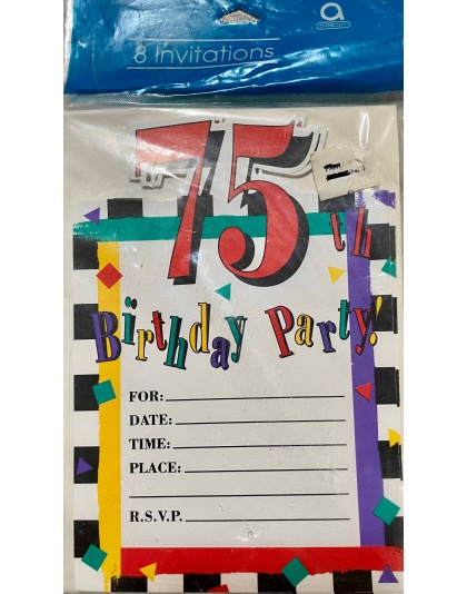 Amscan 75th Birthday Party Invitations - 8 Pack