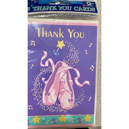 Amscan Ballerina Magic Slippers Thank You Cards - 8 Pack