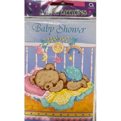 Amscan Bedtime Bear Baby Shower Invitations - 8 Pack