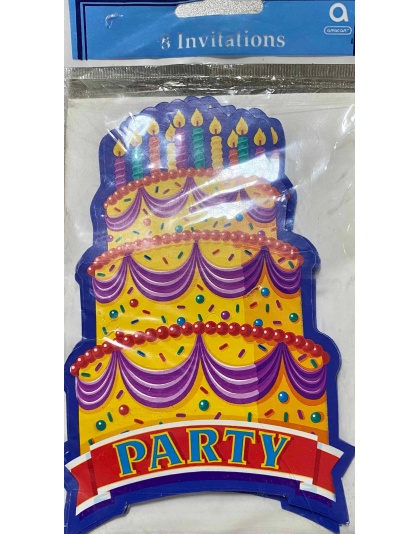 Amscan Birthday Cake Invitations - 8 Pack