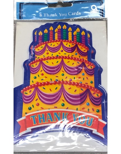 Amscan Birthday Cake Thank You Cards - 8 Pack