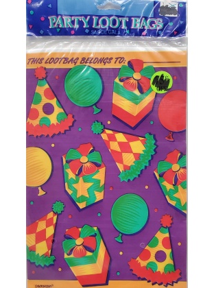 Amscan Bold Colored Presents Balloons and Party Hats Loot Bags - 8 count