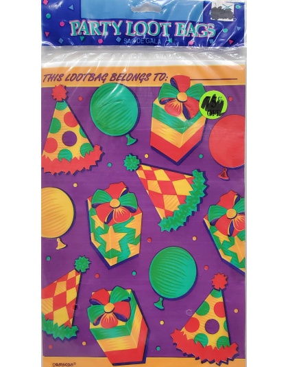Amscan Bold Colored Presents Balloons and Party Hats Loot Bags - 8 count