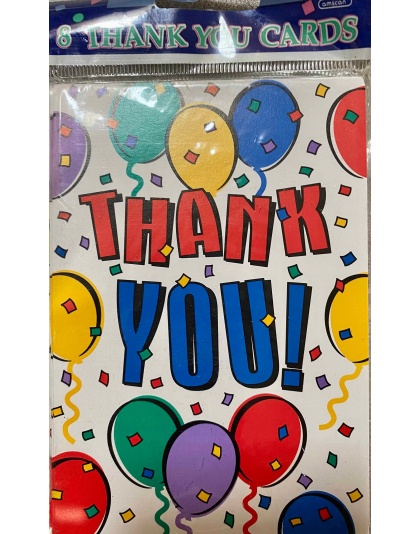 Amscan Confetti Balloon Thank You Cards - 8 Pack