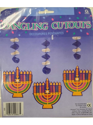 Amscan Dangling Cutouts - 3 Foil Menorahs