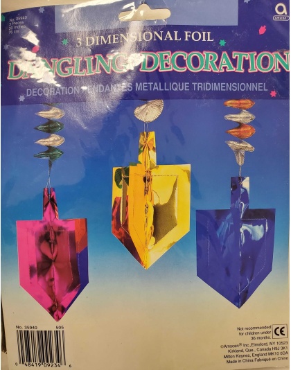 Amscan Dangling Decoration - 3 Foil Dreidels