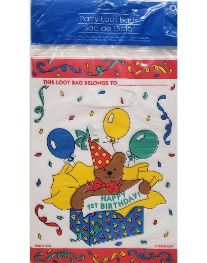 Amscan Happy 1st Birthday Loot Bags - 8 count