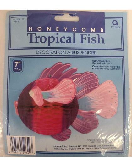 Amscan Honeycomb Pink Tropical Fish Decoration