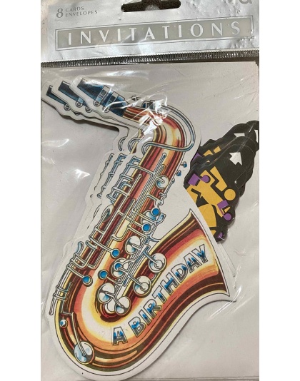 Amscan Jazzy Saxophone Birthday Invitations - 8 Pack