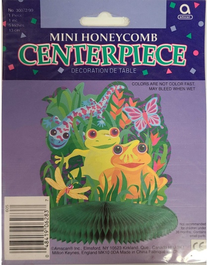 Amscan Mini Honeycomb Centerpiece Frogs and Lizard with Butterfly and Dragonfly