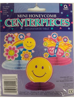 Amscan Mini Honeycomb Centerpieces Smiley Face with Flowers and Butterfly