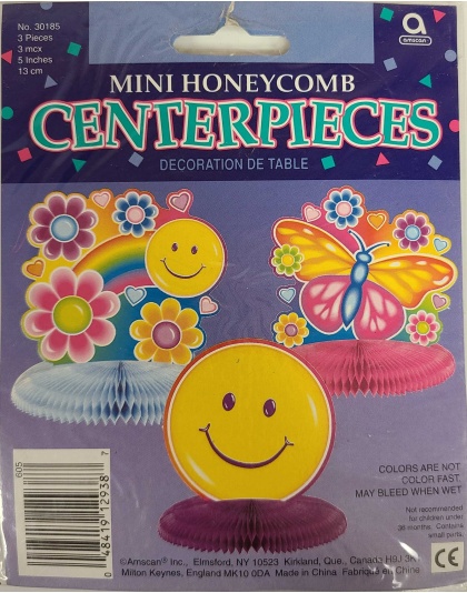 Amscan Mini Honeycomb Centerpieces Smiley Face with Flowers and Butterfly