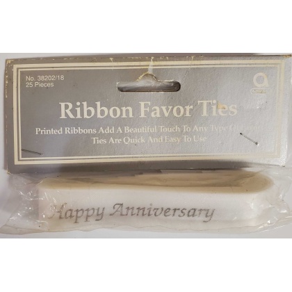 Amscan Ribbon Favor Ties - Happy Anniversary - 25 Count