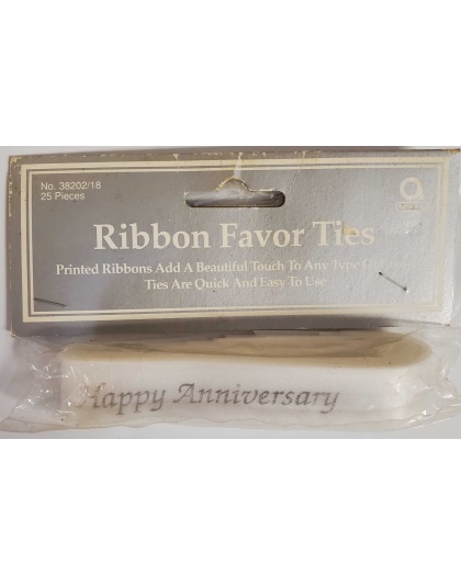 Amscan Ribbon Favor Ties - Happy Anniversary - 25 Count