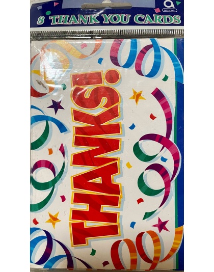 Amscan Thank You Party Streamer Cards - 8 Pack