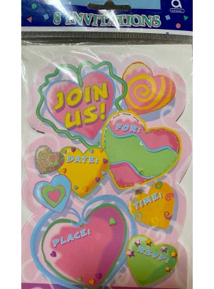 Amscan Whimsical Hearts Join Us Invitations - 8 Pack