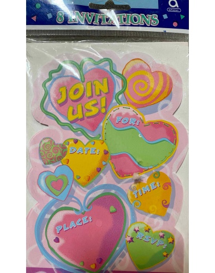 Amscan Whimsical Hearts Join Us Invitations - 8 Pack