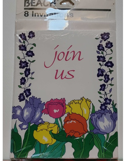 Beach Parrot Tulips Party Invitations - 8 count