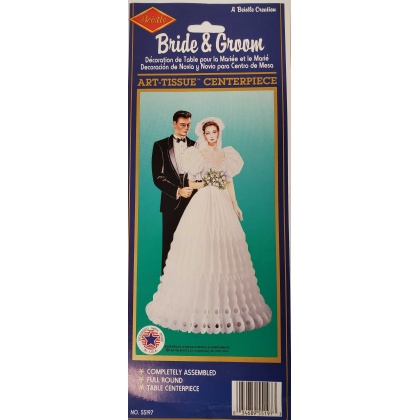 Bride & Groom Art Tissue Centerpiece - Caucasian