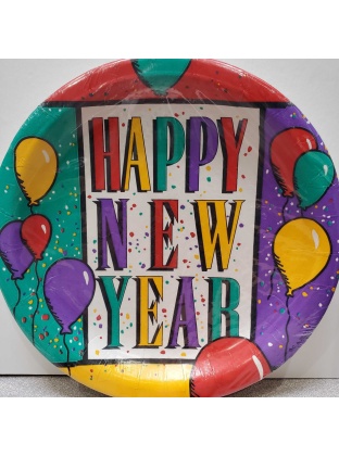 C.A. Reed Happy New Years Luncheon Plastic Coated Plates - 10 count