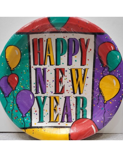 C.A. Reed Happy New Years Luncheon Plastic Coated Plates - 10 count