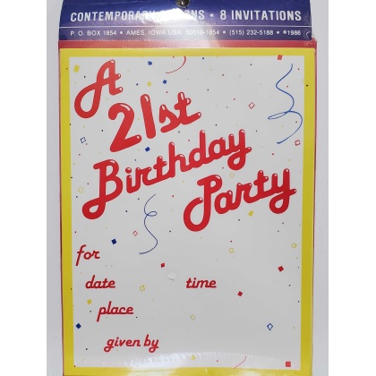 Contemporary Designs 21st Birthday Party Invitations - 8 count