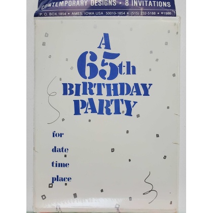 Contemporary Designs 65th Birthday Party Invitations - 8 count