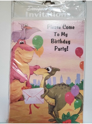 Designer Greetings Dinosaur Birthday Party Invitations - 8 count