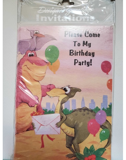 Designer Greetings Dinosaur Birthday Party Invitations - 8 count