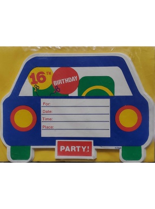 Francis Meyer 16th Birthday Car Cut-out Invitations - 10 count