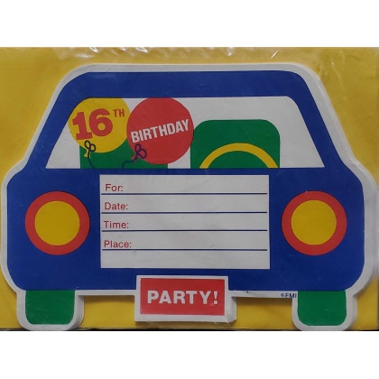 Francis Meyer 16th Birthday Car Cut-out Invitations - 10 count